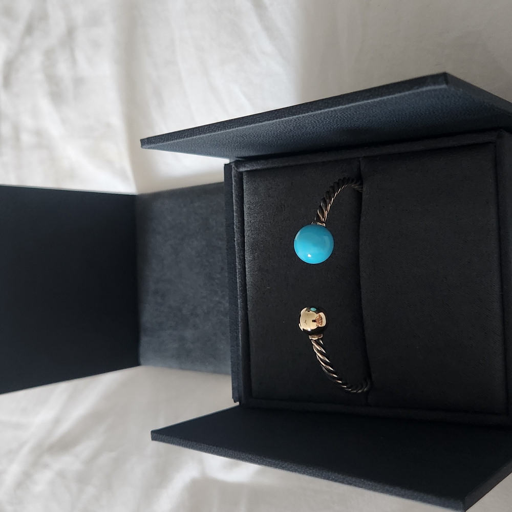 David Yurman Solari XL Cable Bracelet Turqouise And Gold